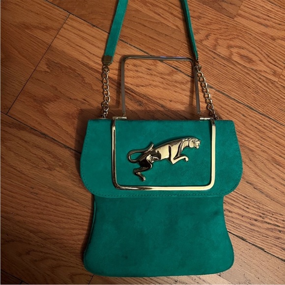 ANGEL JACKSON RARE VINTAGE - Uk Designer green Suede shoulder bag - Picture 2 of 6